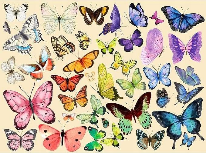Puzzle 1000 elementów układanka 50x60cm Motyle kolorowe