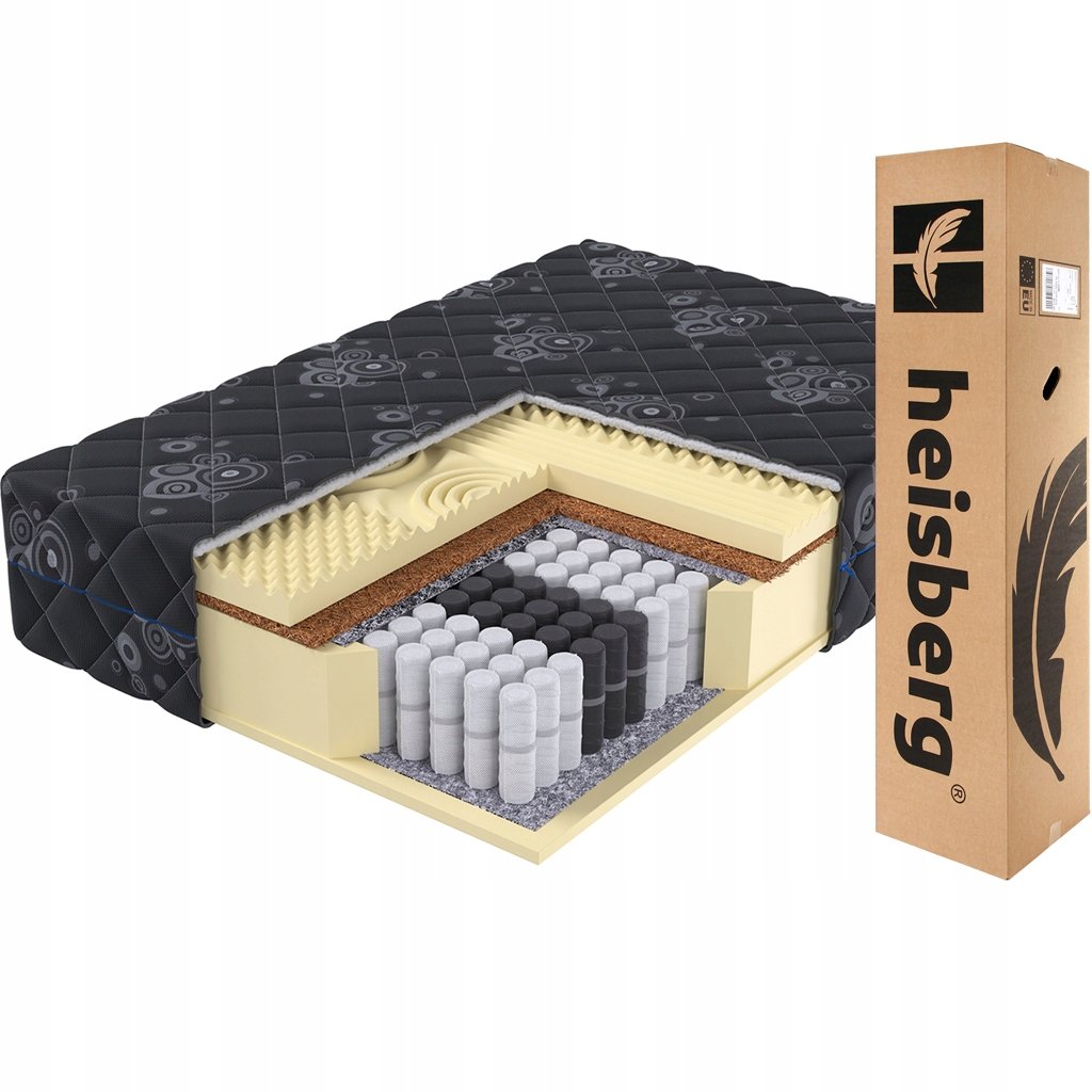 Materac 100x200 DARK exclusive H3 pocket stref MASUJĄCY kokos 24cm HEISBERG