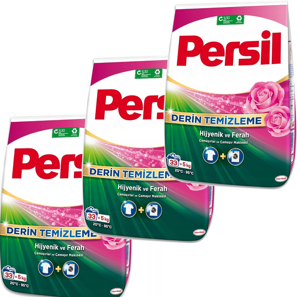 3x Persil proszek do prania tkanin białych i kolorowych uniwersalny różany 5 kg