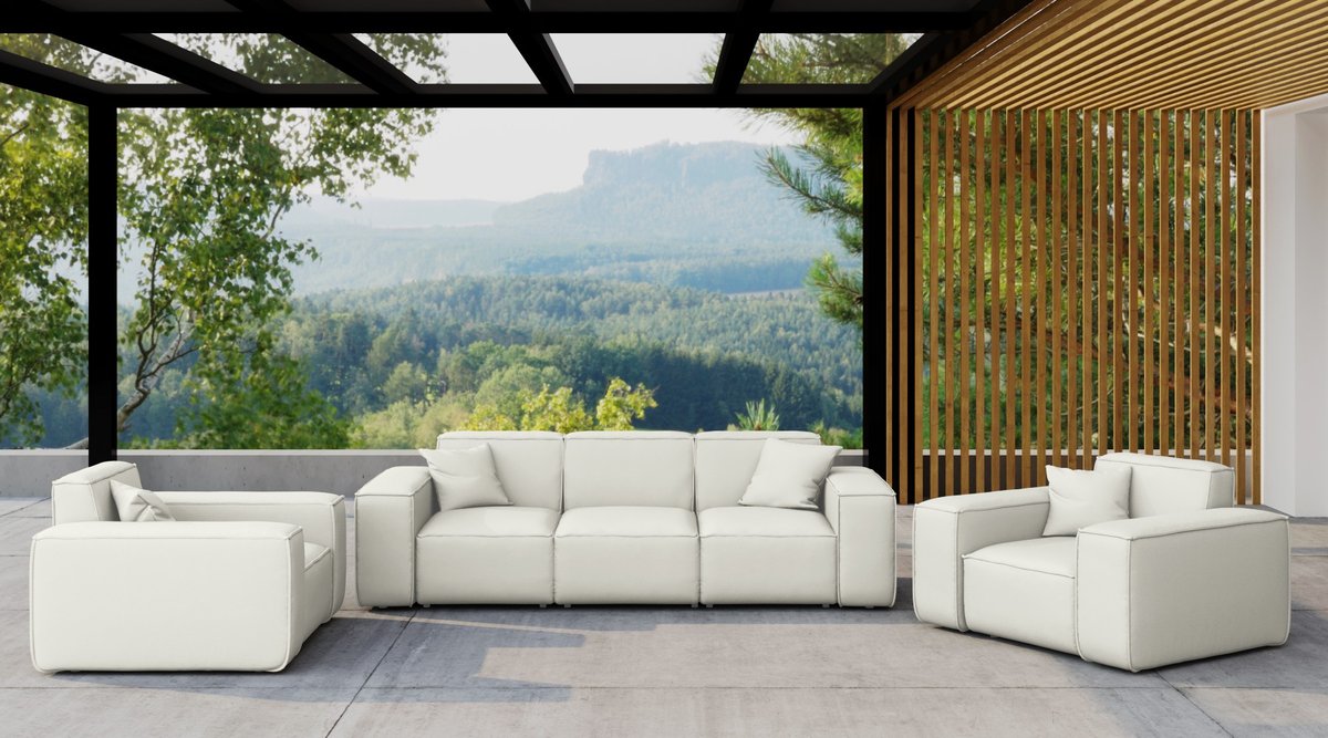 Zestaw ogrodowy MALIBU na taras 3+1+1, tkanina Odyssey, Kremowy