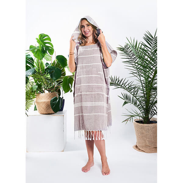 Poncho hammam damskie beż 100% naturalna bawełna Yeye