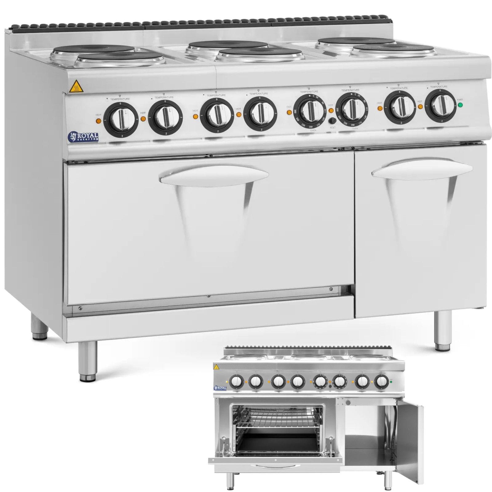 Kuchnia elektryczna z piekarnikiem szafką 6 palników 400 V 19.1 kW