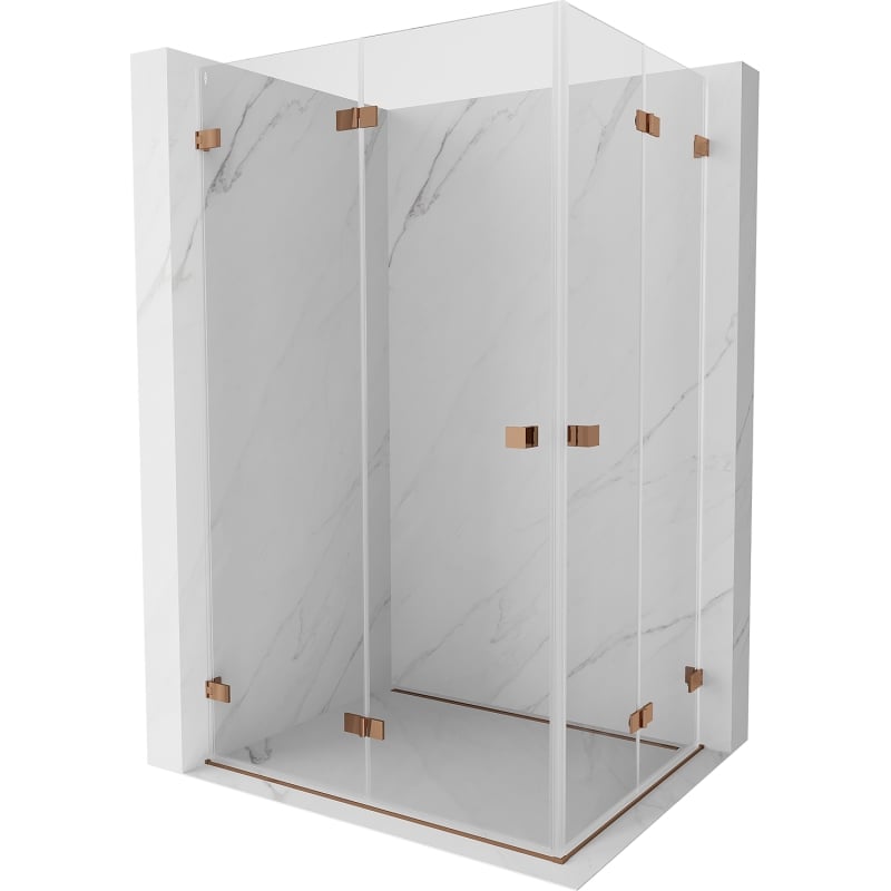 Mexen Lunar-F Duo kabina prysznicowa składana 100 x 85 cm, transparent, różowe złoto - 836-100L-085P-60-00