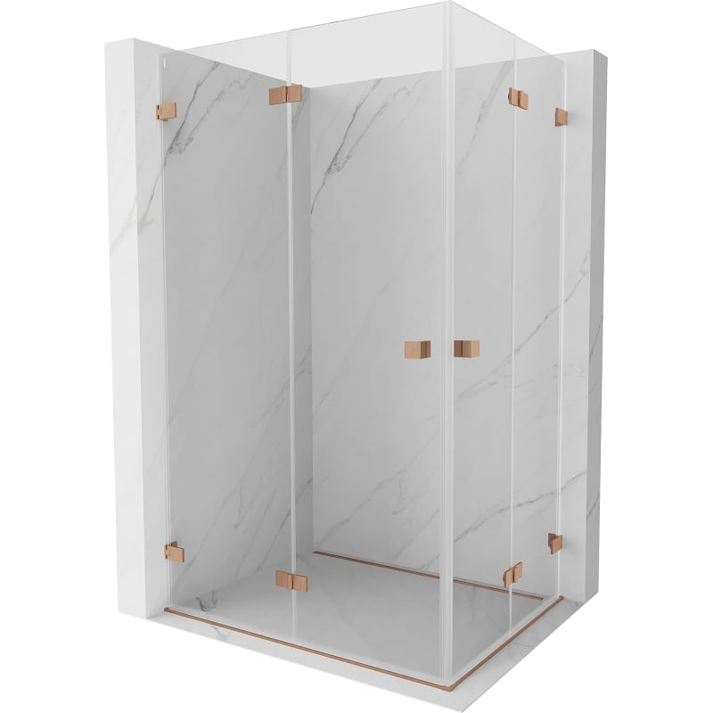 Mexen Lunar-F Duo kabina prysznicowa składana 100 x 95 cm, transparent, miedź szczotkowana - 836-100L-095P-65-00