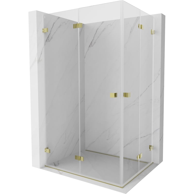 Mexen Lunar-F Duo kabina prysznicowa składana 80 x 75 cm, transparent, złota - 836-080L-075P-50-00