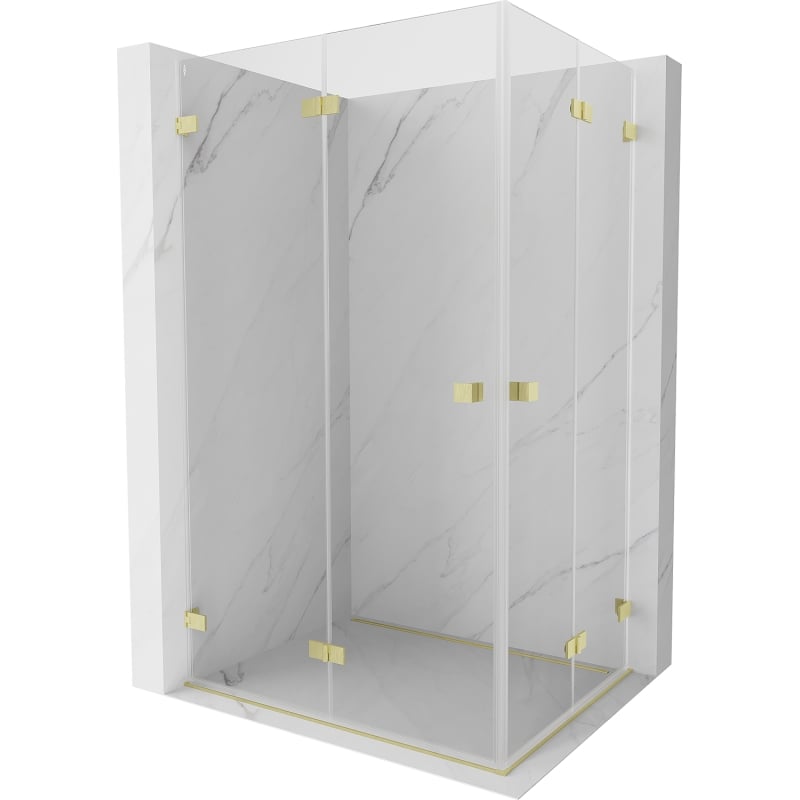 Mexen Lunar-F Duo kabina prysznicowa składana 100 x 75 cm, transparent, złota szczotkowana - 836-100L-075P-55-00