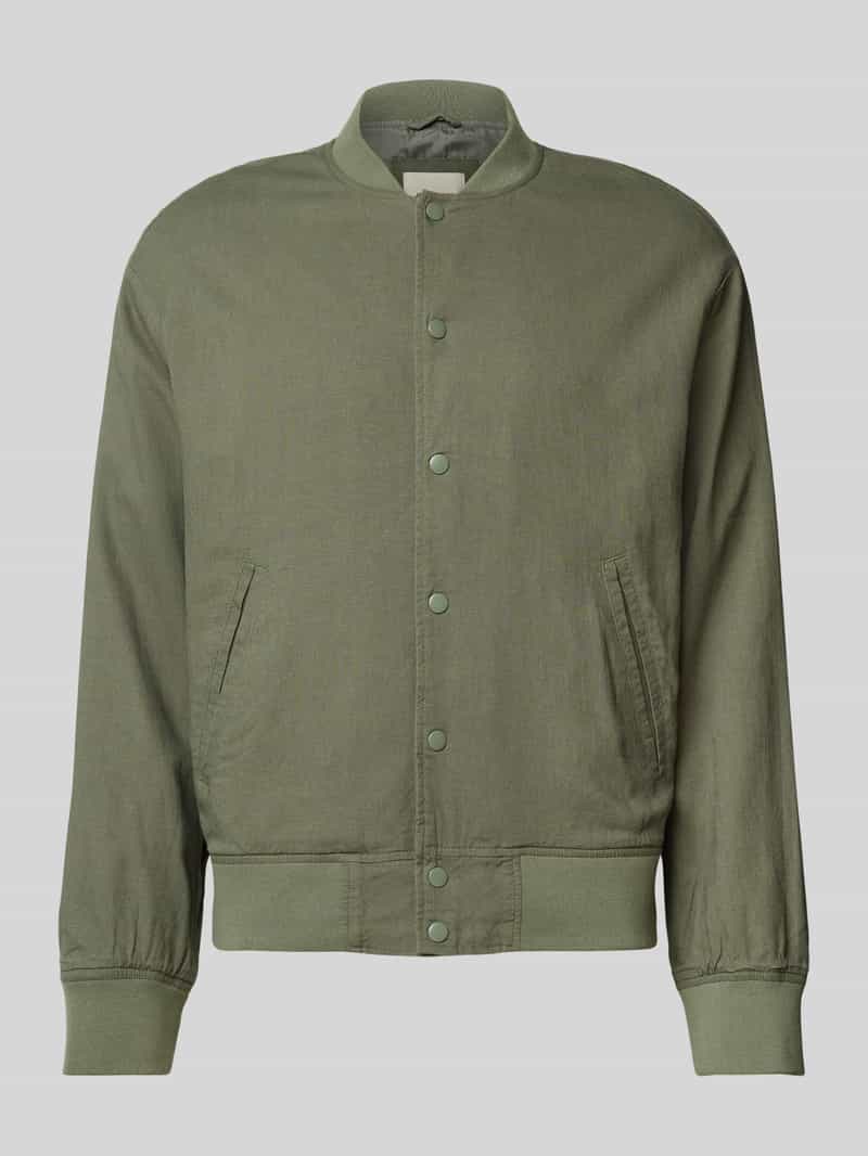Bomberka lniana z lamowanymi kieszeniami model ‘ARIO’