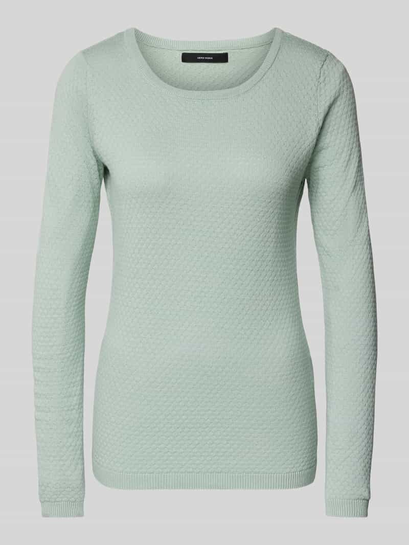 Sweter z dzianiny z czystej bawełny z okrągłym dekoltem model ‘CARE’