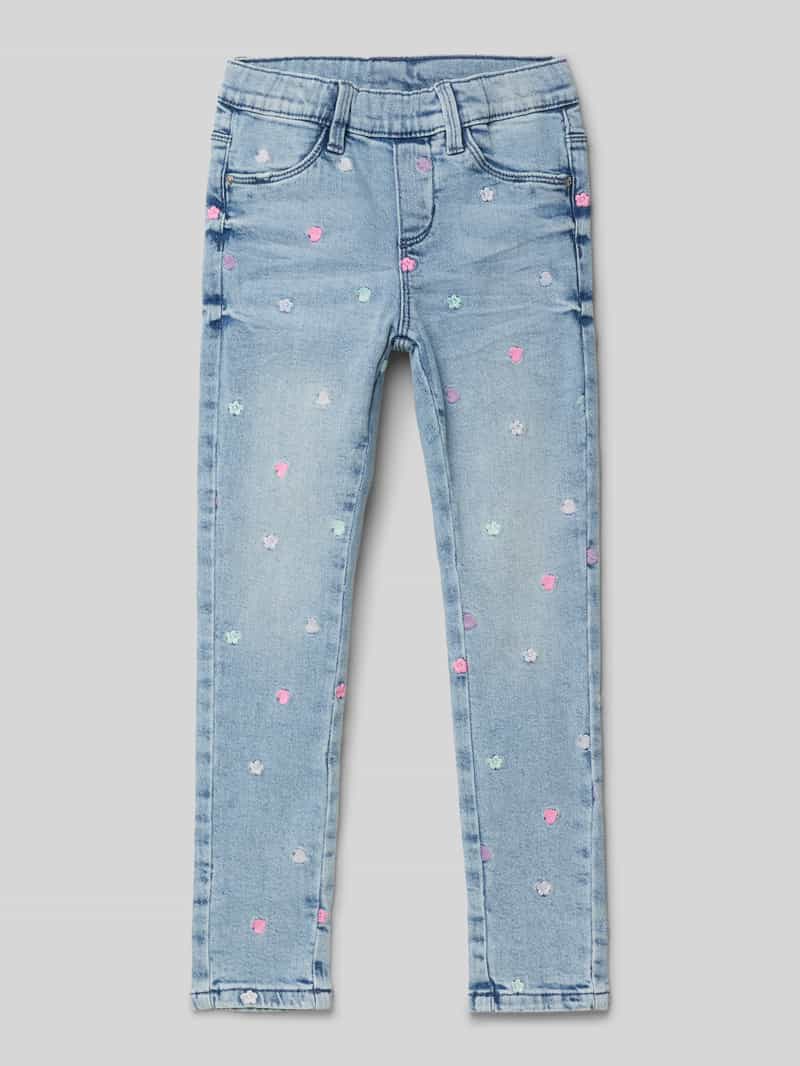 Jeansy o kroju skinny fit z mieszanki bawełny z wyhaftowanym sercem model ‘TREGGINGS’
