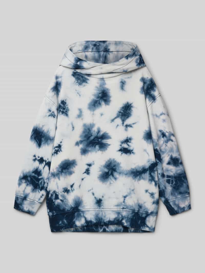 Bluza z kapturem o kroju oversized z czystej ekologicznej z efektem batikowania