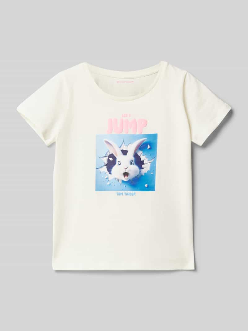 T-shirt o kroju regular fit z czystej bawełny z nadrukowanym motywem