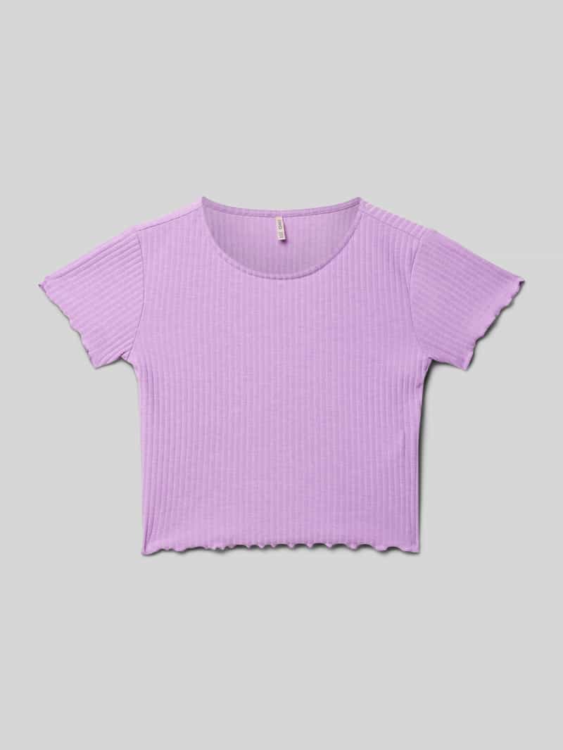 T-shirt o kroju regular fit z wykończeniem z falbanami model ‘NELLA’