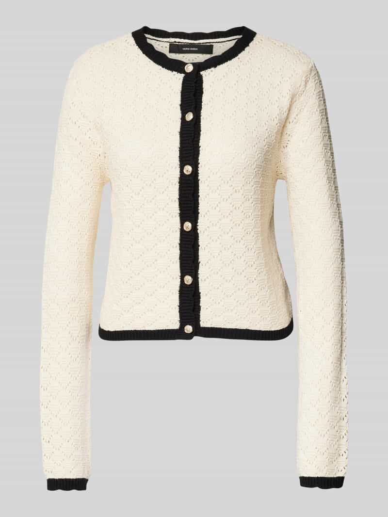 Kurtka z dzianiny o kroju regular fit z dzianiny z mieszanki bawełny z ażurowym wzorem model ‘JACKIE’