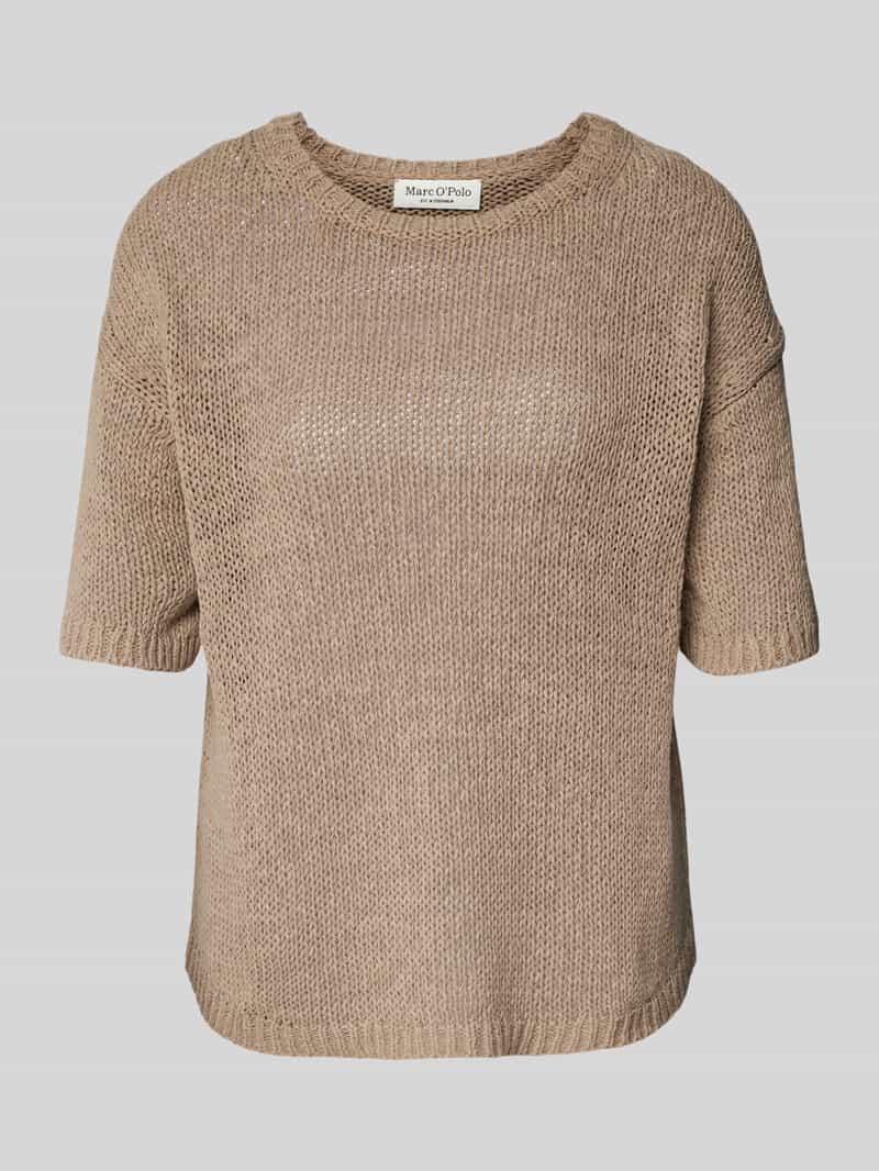 Sweter z dzianiny o kroju slim fit z mieszanki bawełny z krótkim rękawem