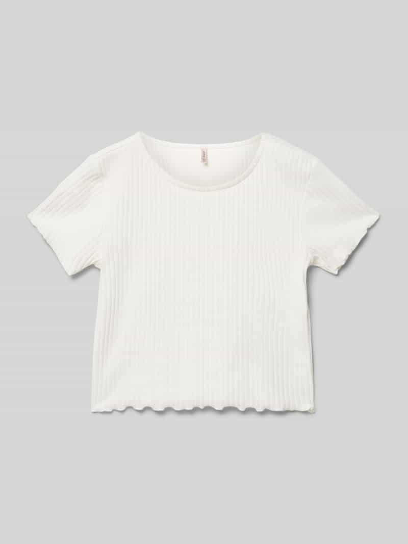 T-shirt o kroju regular fit z wykończeniem z falbanami model ‘NELLA’