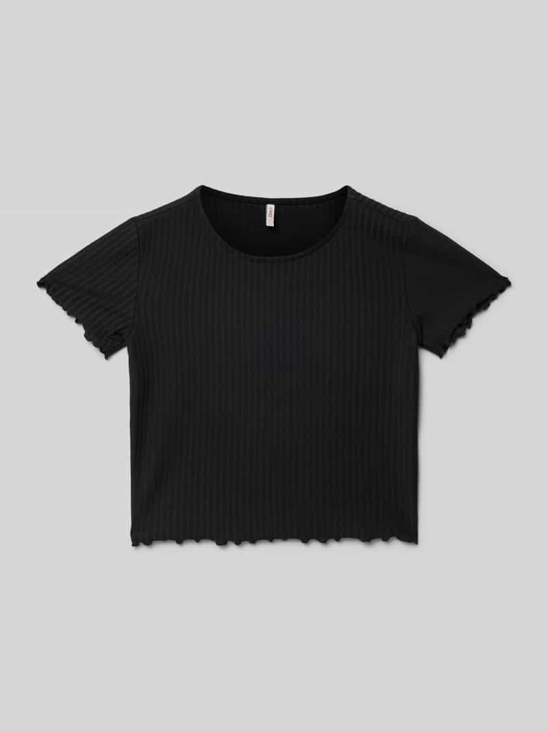 T-shirt o kroju regular fit z wykończeniem z falbanami model ‘NELLA’