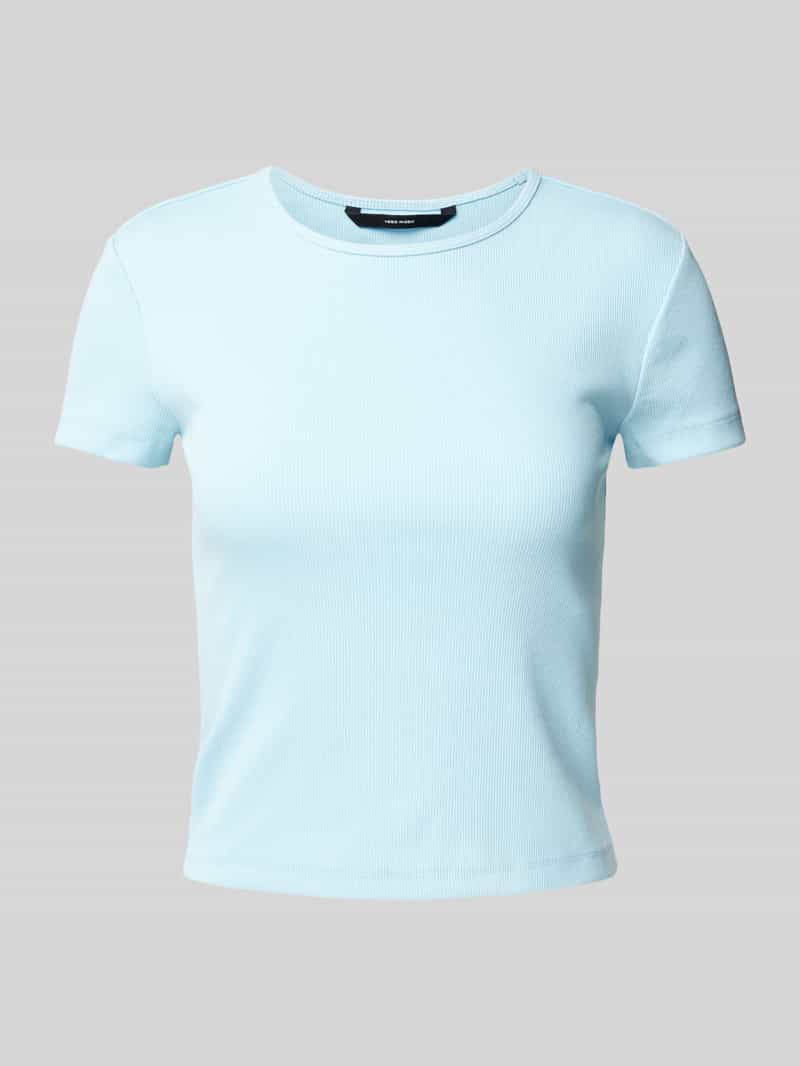 T-shirt o kroju regular fit z prążkowaniem model ‘CHLOE’