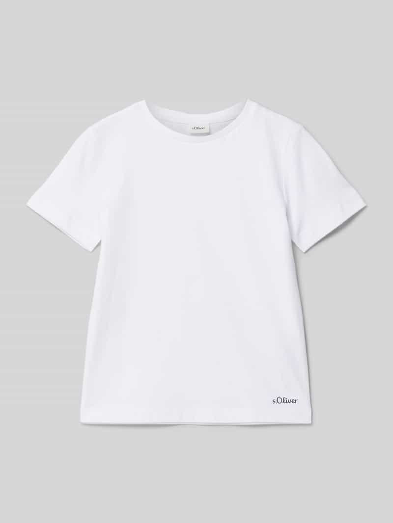 T-shirt o kroju regular fit z czystej bawełny z małym nadrukiem z logo