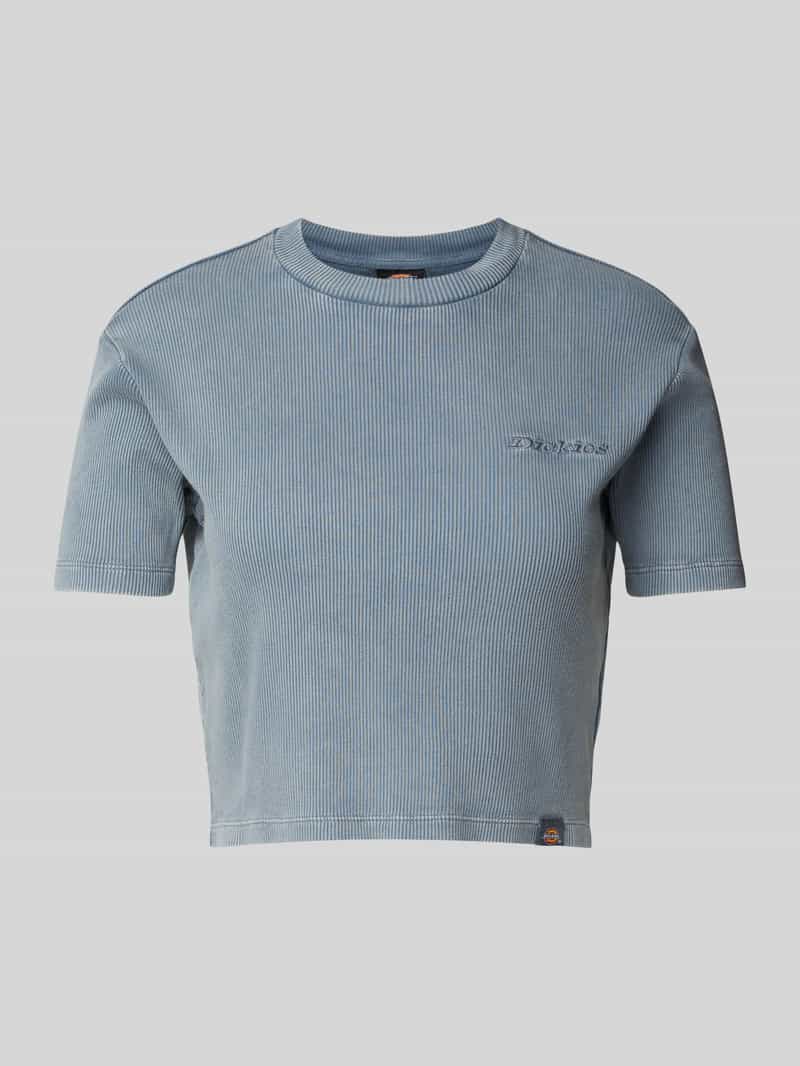 T-shirt krótki z prążkowaniem model ‘PLENTYWOOD’