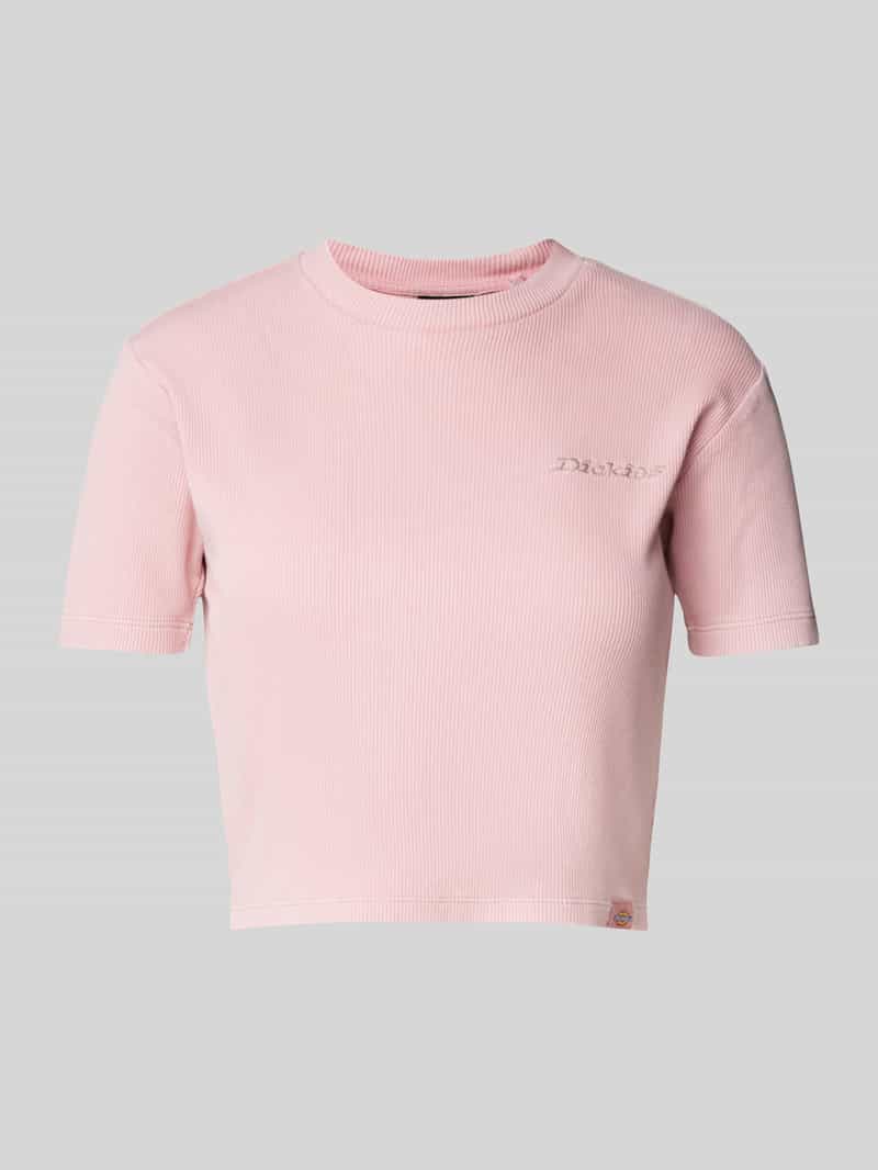 T-shirt krótki z prążkowaniem model ‘PLENTYWOOD’