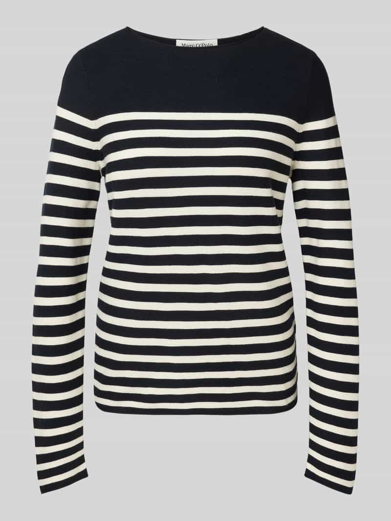 Sweter z dzianiny o kroju regular fit z czystej bawełny ze wzorem w paski