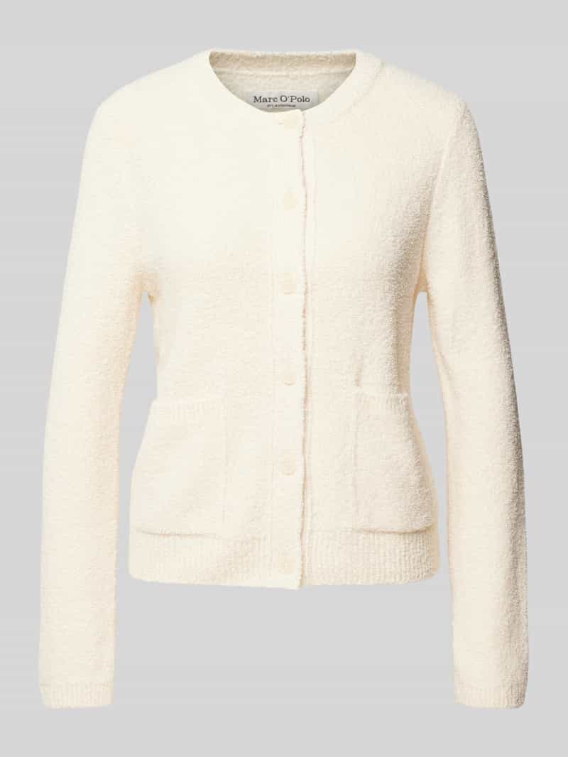 Kardigan o kroju slim fit z mieszanki miękkiej bawełny i bouclé