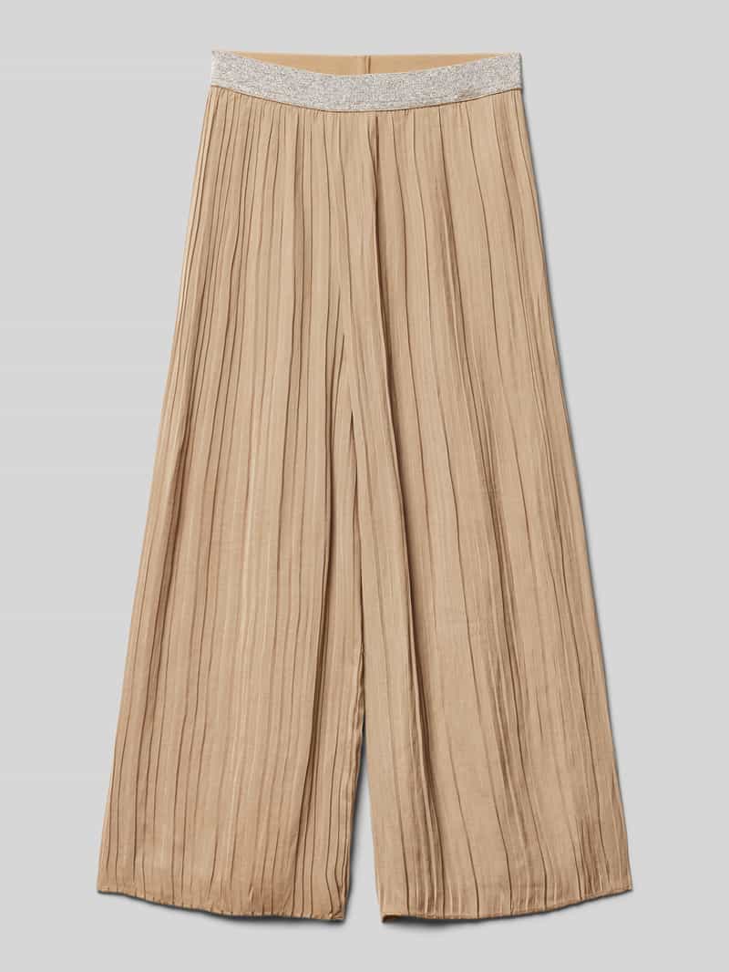 Spodnie szerokie o kroju z pasem z błyszczącej przędzy