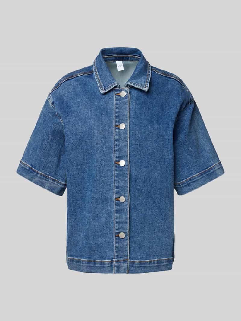 Bluzka jeansowa o kroju regular fit z rękawem o dł. 1/2 model ‘DOLMA’