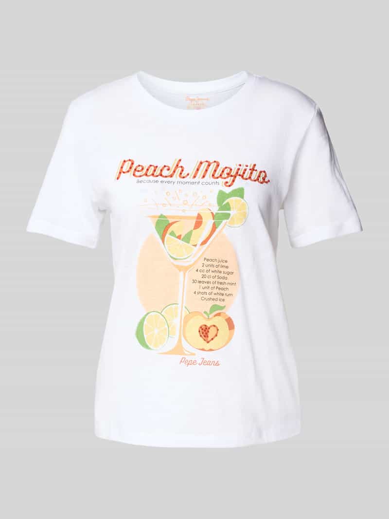 T-shirt z nadrukiem z motywem i napisem model ‘VIOLA’