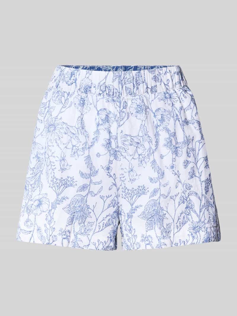 Szorty lniane o kroju relaxed fit z elastycznym pasem model ‘DARCY’