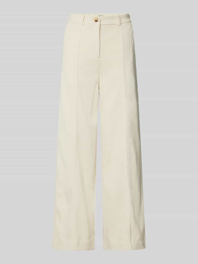 Spodnie sztruksowe z szeroką nogawką i zakładkami w pasie model ‘KATE’