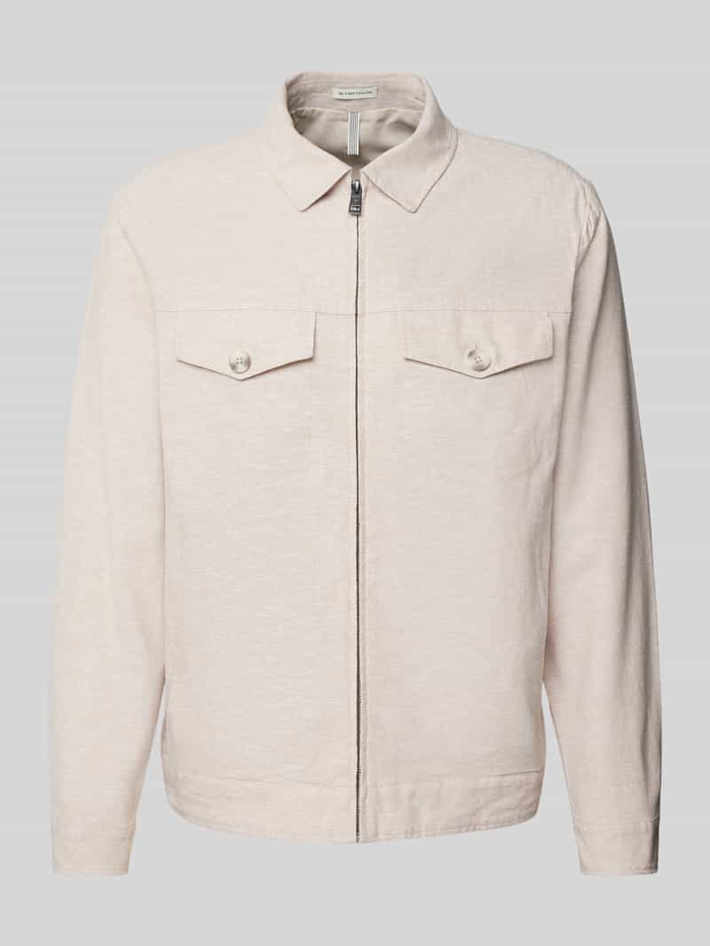 Kurtka koszulowa o kroju regular fit z mieszanki lnu i bawełny