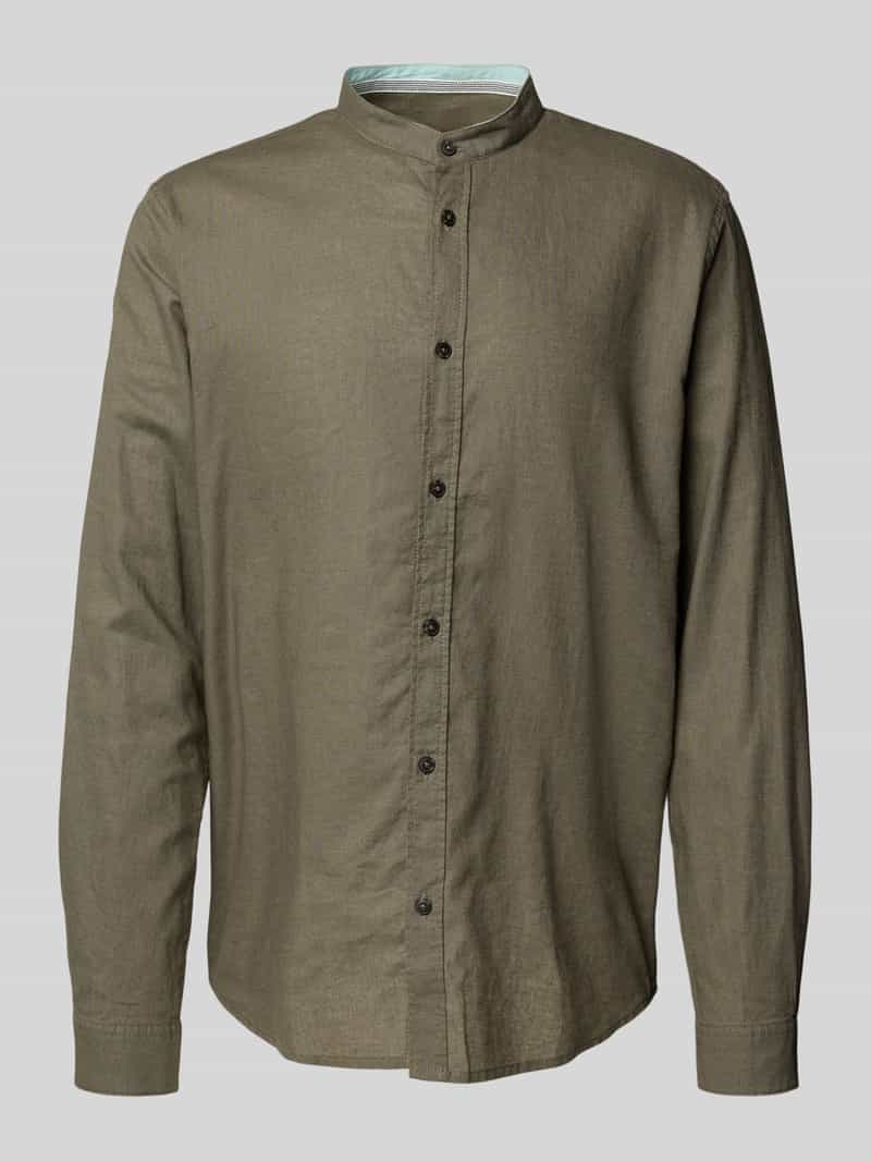 Koszula casualowa o kroju regular fit z mieszanki lnu i bawełny