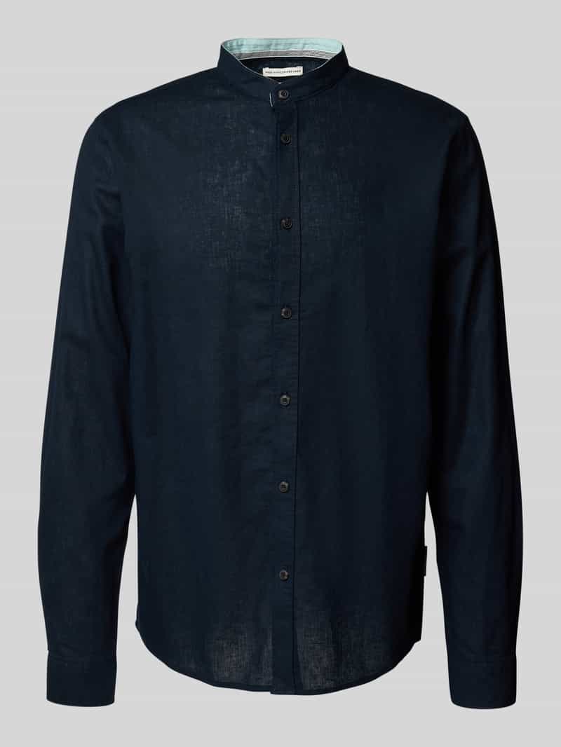 Koszula casualowa o kroju regular fit z mieszanki lnu i bawełny