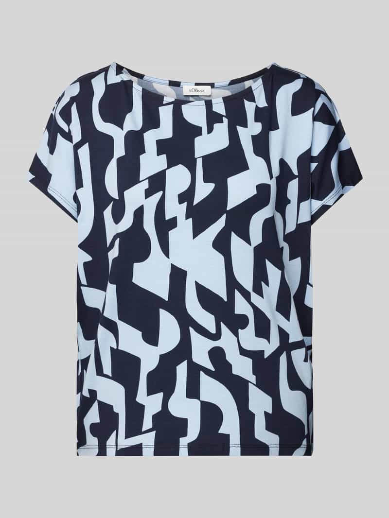 T-shirt o luźnym kroju z mieszanki wiskozy z abstrakcyjnym wzorem