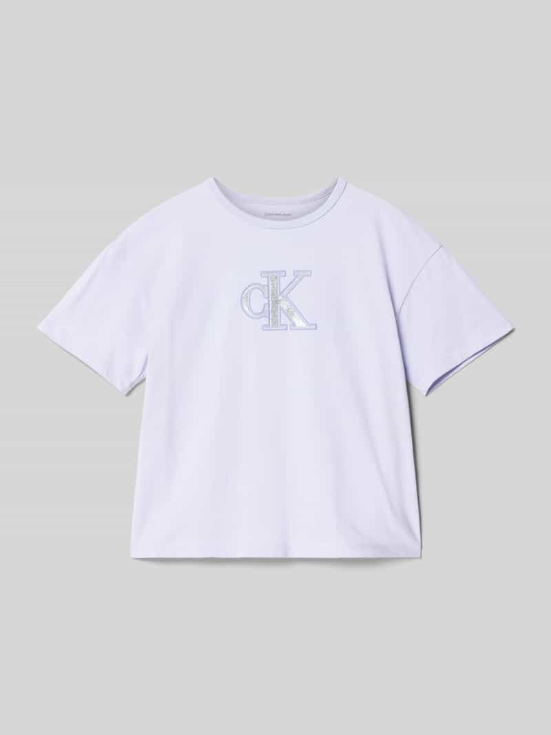 T-shirt dziecięcy z detalem z logo