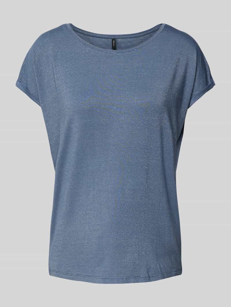 T-shirt o kroju comfort fit z błyszczącą przędzą model ‘LAVA’