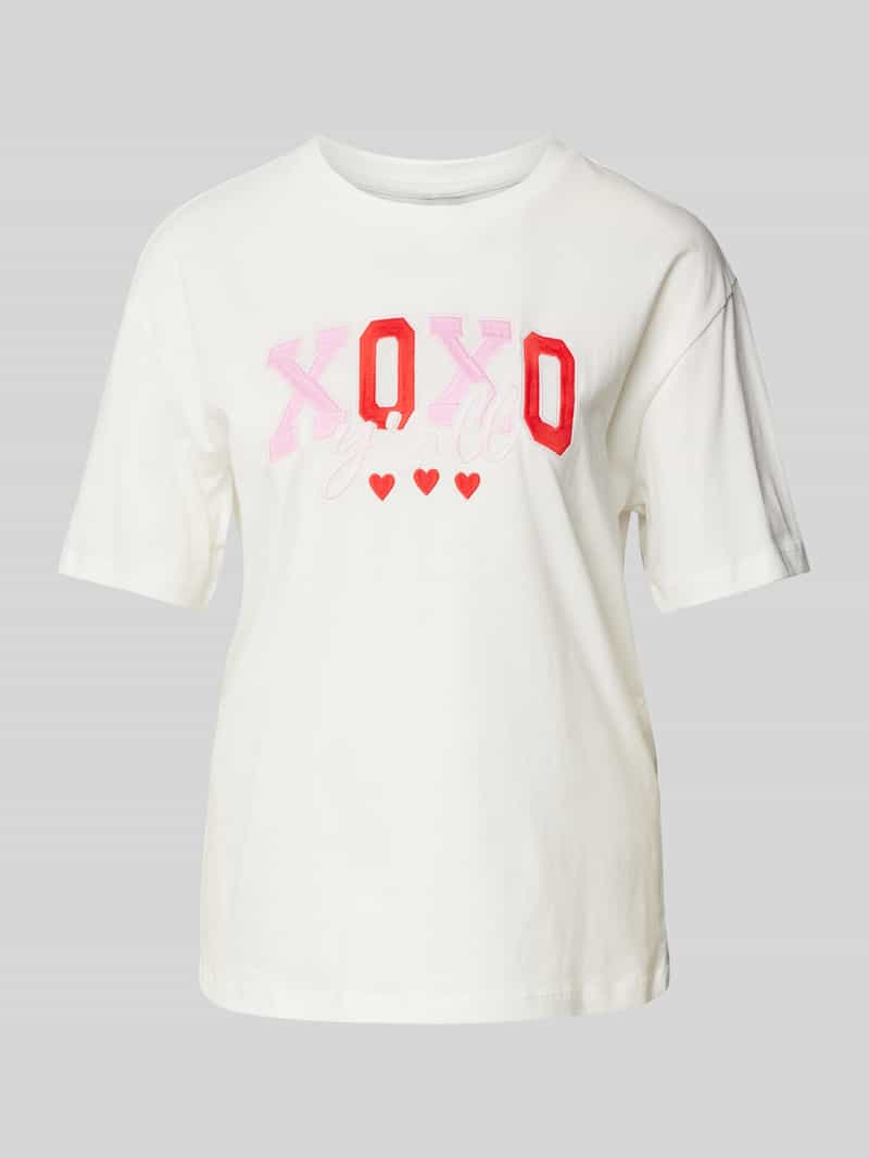 T-shirt o kroju relaxed fit z czystej bawełny model ‘SOPHIE MIA’