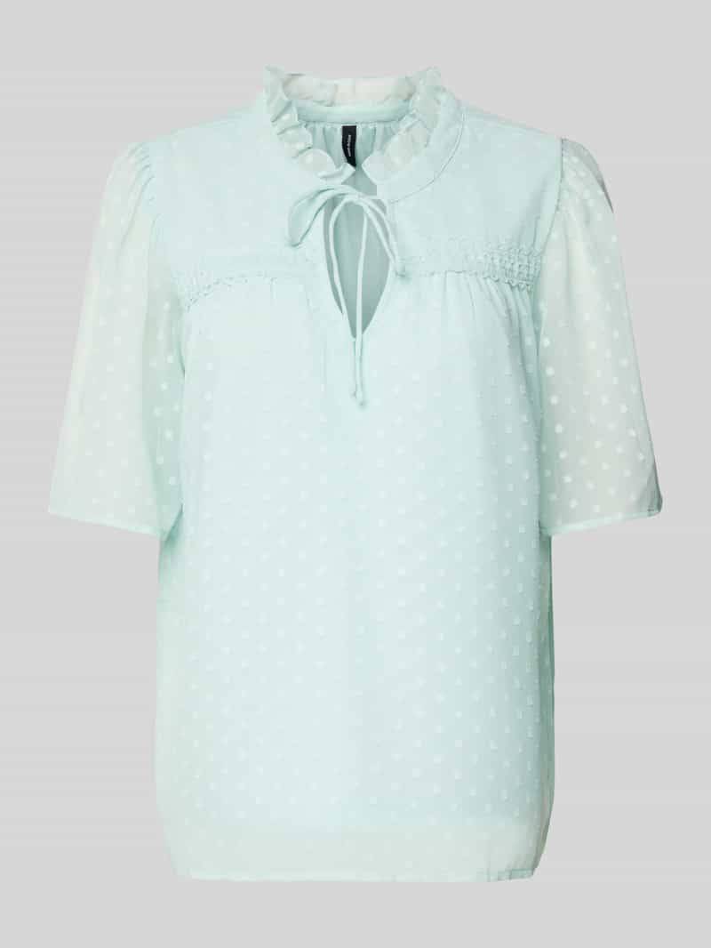 Bluzka o kroju regular fit z koronkowym detalem model ‘LEAH’