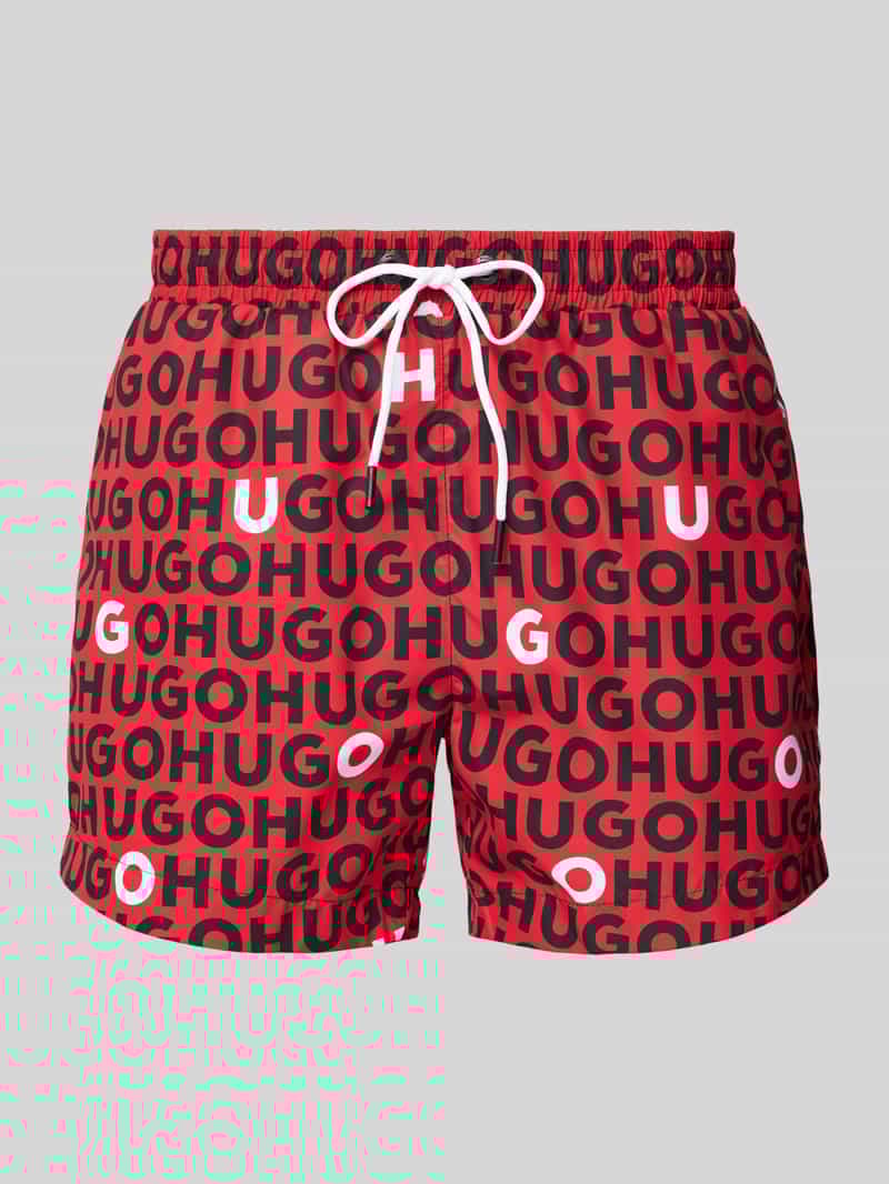Spodenki kąpielowe o kroju relaxed fit z nadrukiem z logo model ‘TORTUGA’