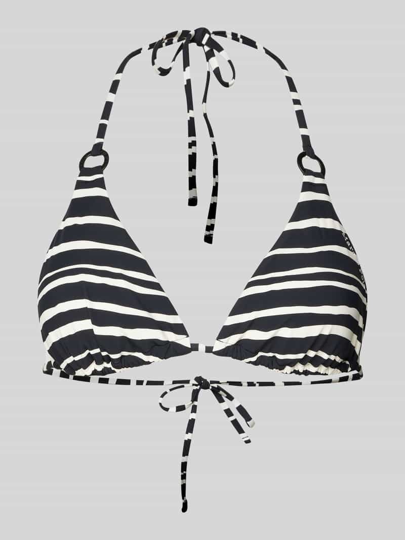 Top bikini o trójkątnym kształcie w paski