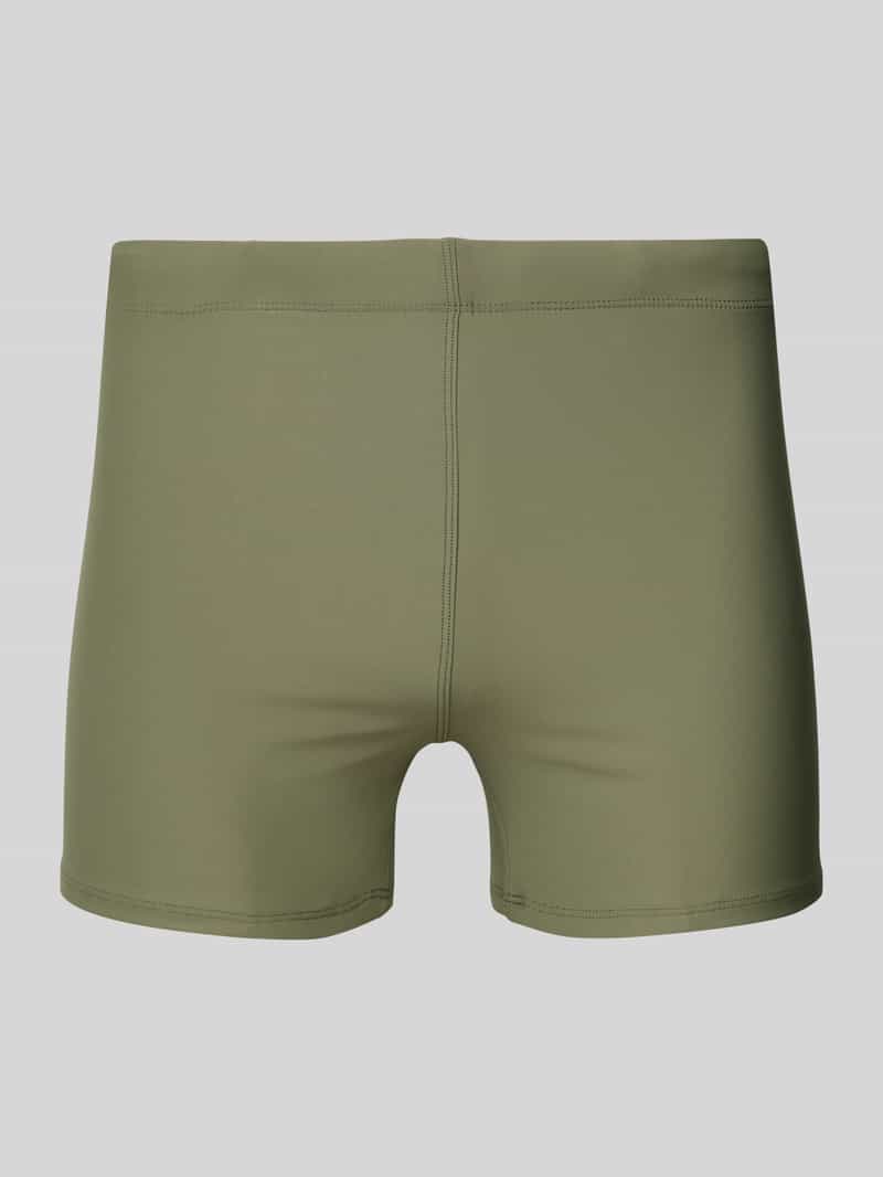 Spodenki kąpielowe o kroju skinny fit z nadrukiem z logo