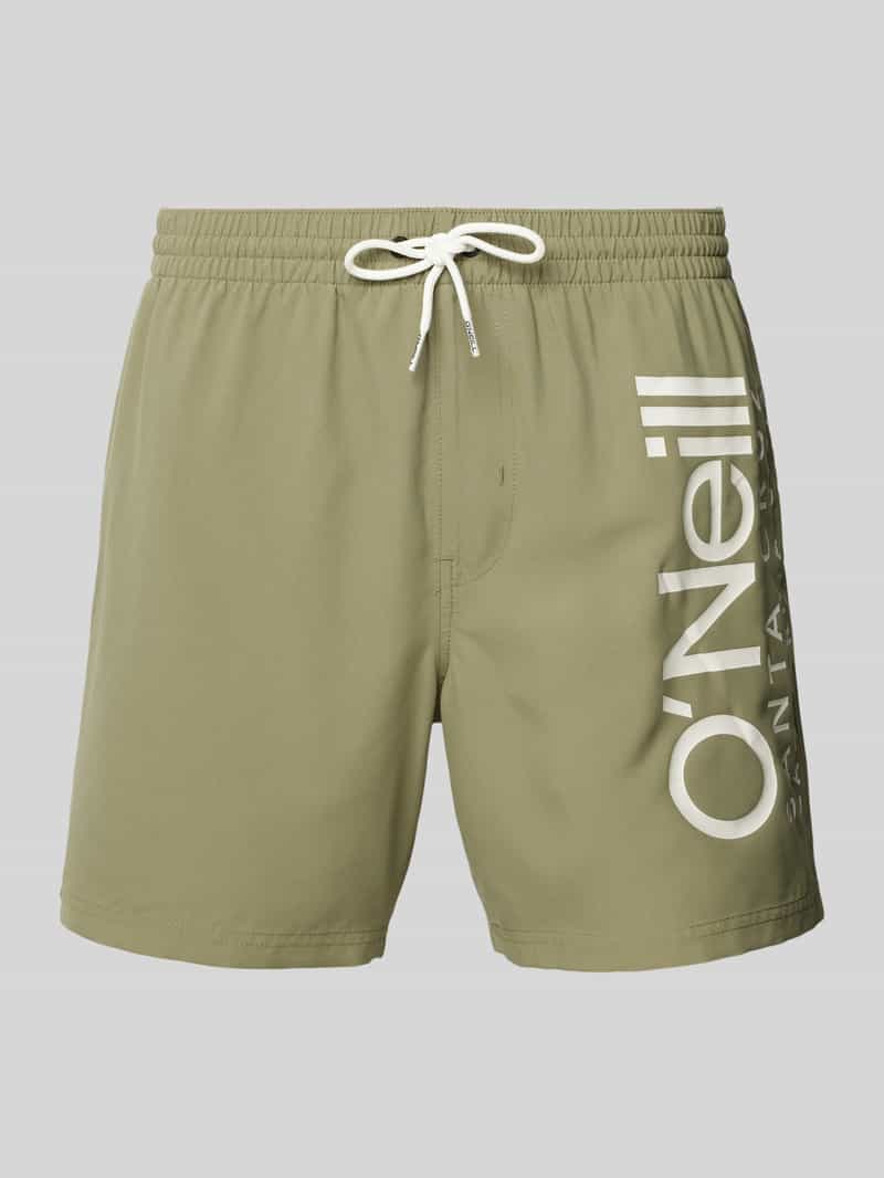 Spodenki kąpielowe o kroju relaxed fit z nadrukiem z logo model ‘ORIGINAL CALI’