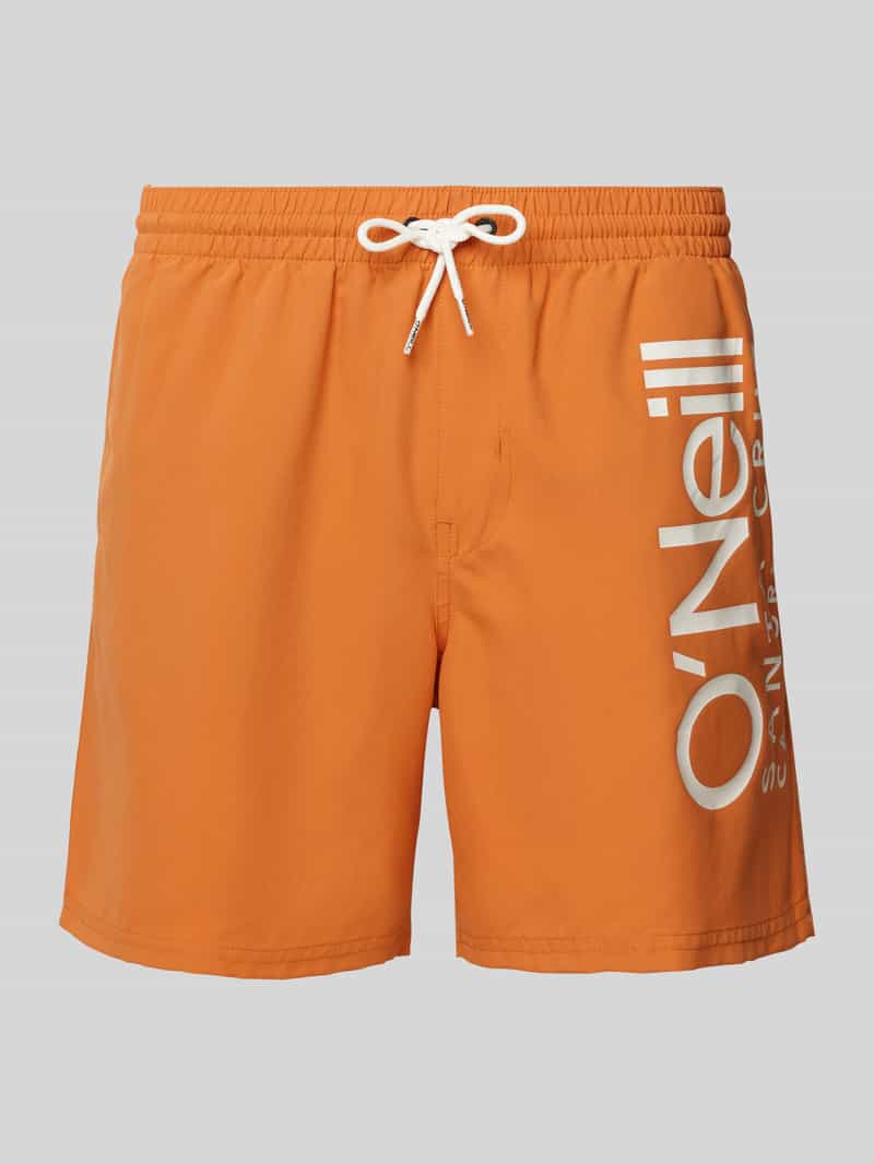 Spodenki kąpielowe o kroju relaxed fit z nadrukiem z logo model ‘ORIGINAL CALI’