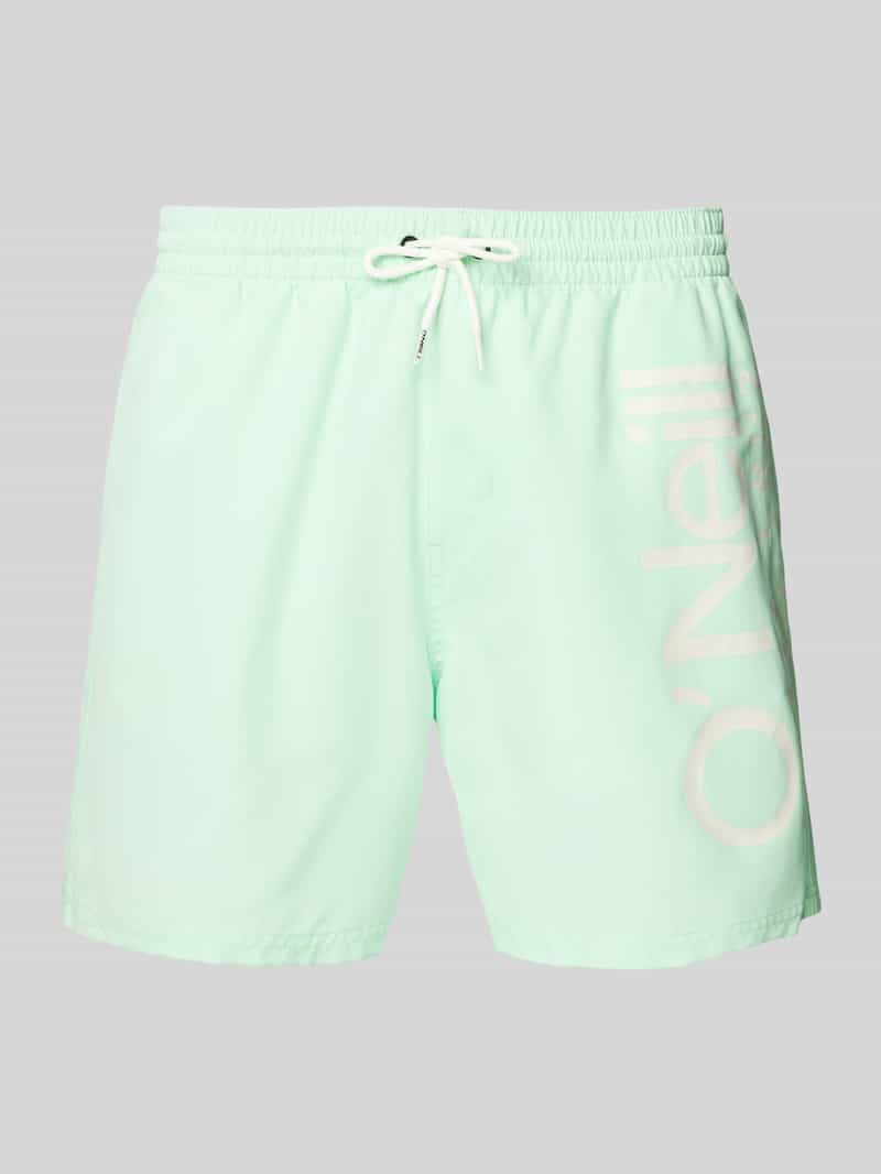 Spodenki kąpielowe o kroju relaxed fit z nadrukiem z logo model ‘ORIGINAL CALI’