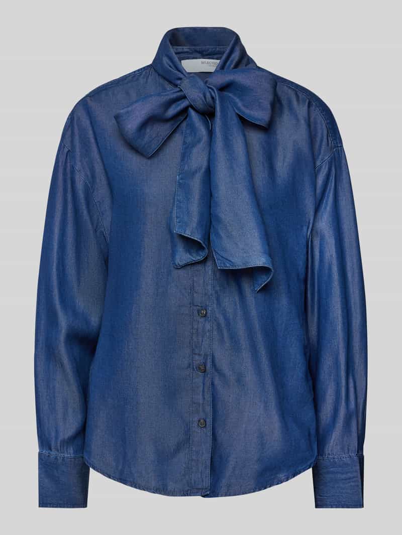 Bluzka o kroju relaxed fit z imitacji denimu model ‘JANNA’