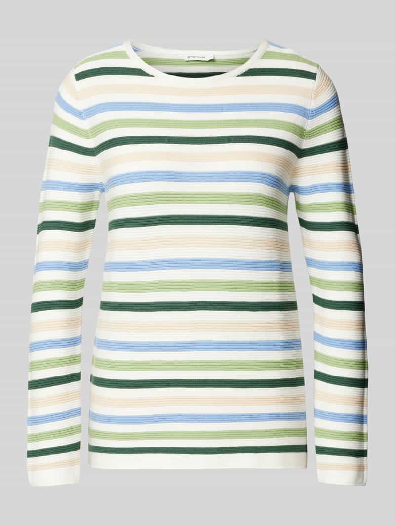 Sweter z dzianiny o kroju regular fit z czystej bawełny ze wzorem w paski