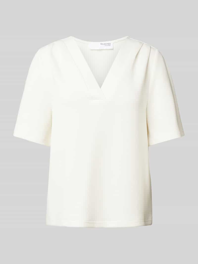 T-shirt z dekoltem w serek model ‘TENNY’