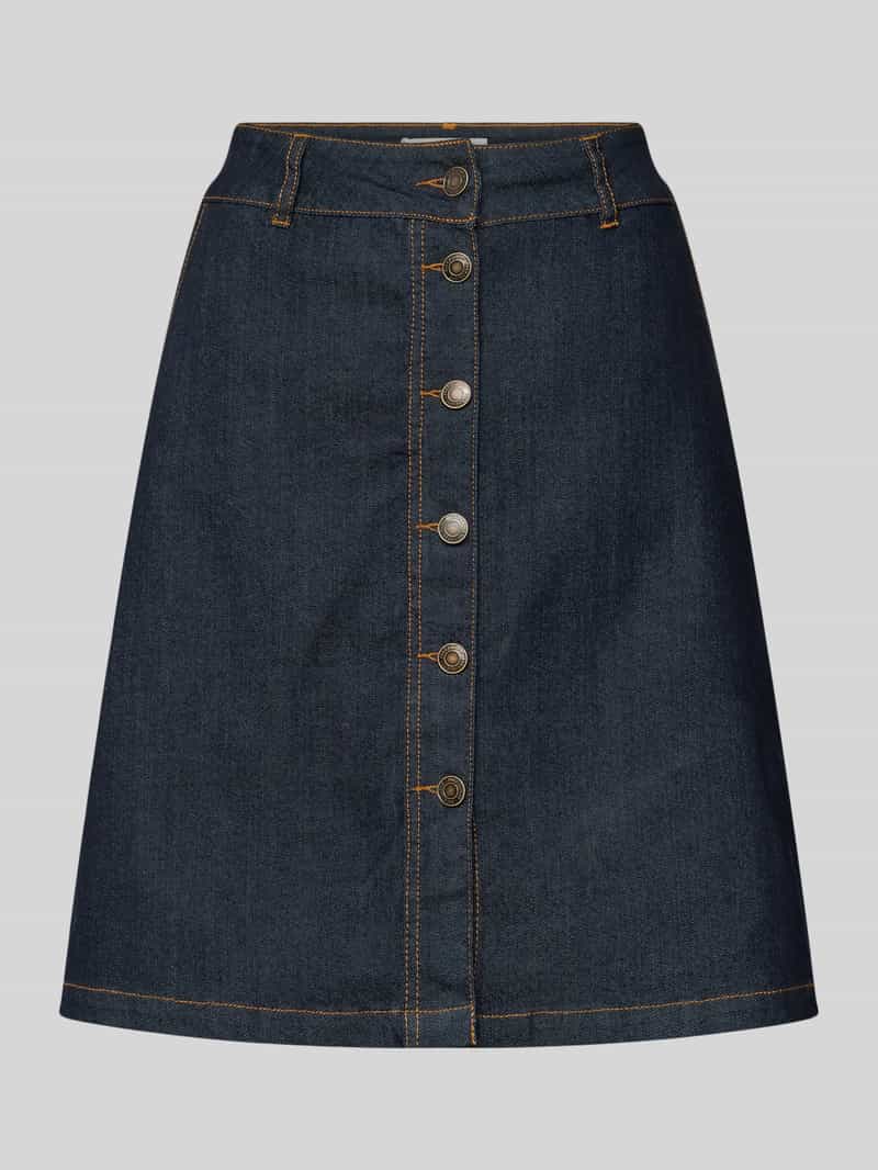 Spódnica jeansowa o długości do kolan z listwą guzikową na całej długości model ‘Happy’
