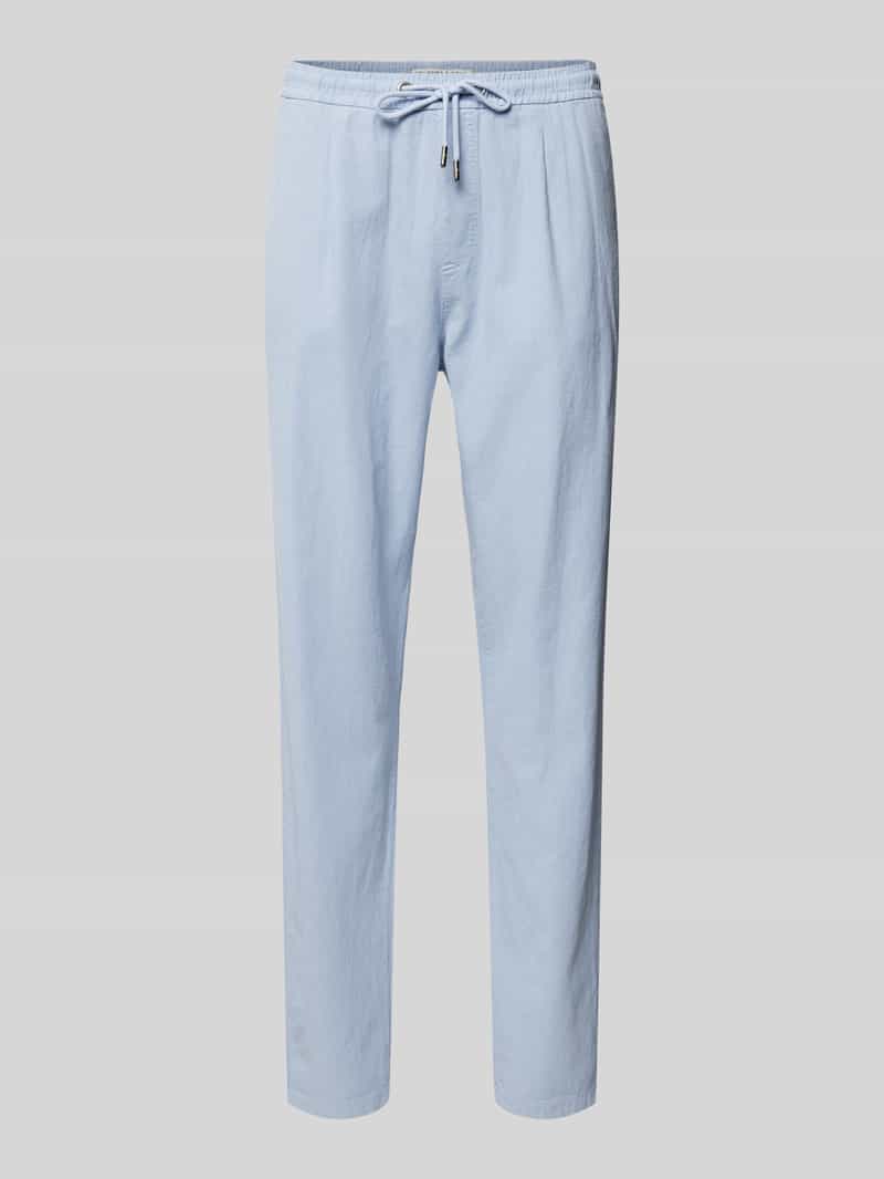 Chinosy krótkie z lnu z elastycznym pasem